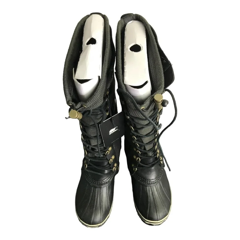 Sorel Conquest Carly 9.5 Black Leather‎ Winter Waterproof 15